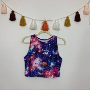 iHeartRaves Galaxy Print Crop Top Size Large